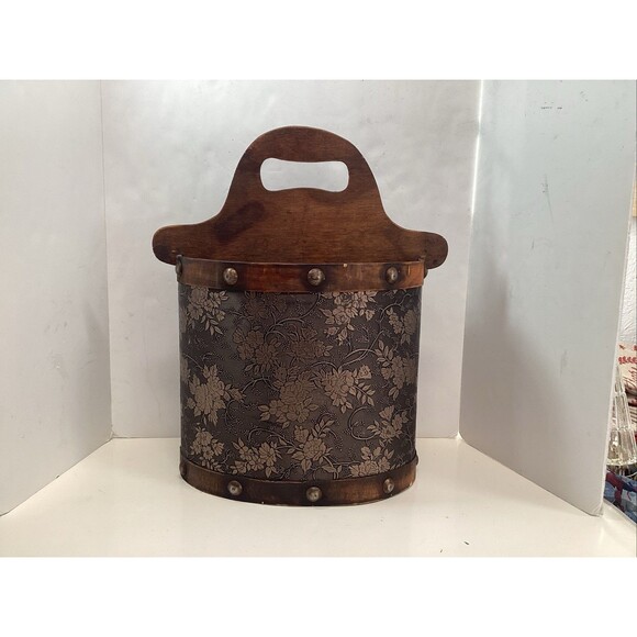 wooden magazine holder decorative floral stud accents 17”x14 1/4” - Picture 1 of 10